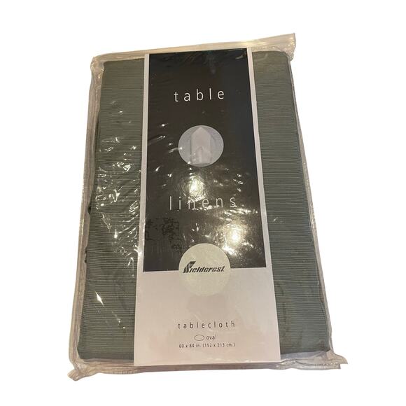 Fieldcrest Table Linens Peridot 60" x 84" Oval  Tablecloth olive Green NIP - Picture 2 of 6